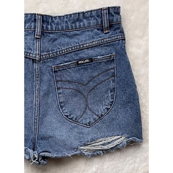 ROLLA'S Dusters High Rise Slim Denim Shorts in Old Rip, Size 29 - Picture 16 of 16